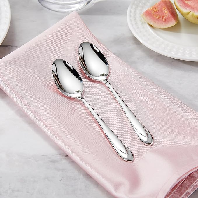 KEAWELL Premium Astra 4-Piece 5.8 inch Spoon Set ??Mirror-Finished 18/10 Stainless Steel with Diamond-Faceted Handles Dishwasher Safe for Modern Dining (4, Small Spoons)