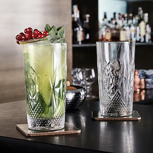 Bormioli Rocco Bartender Stone 16.5 oz. Cooler Glasses, Clear, Set of 6