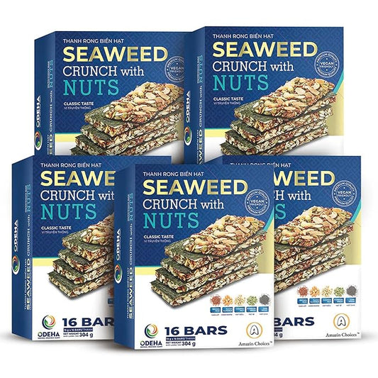 Seaweed Crunch with Nuts Classic Taste??Amazin Choices Vegan Snack Bars with Cashews, Almonds & Pumpkin Seeds ??Premium Asian Chips ??Seaweed Sheets ??Sandwich Seaweed ??Variety Pack