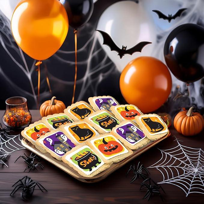 Halloween Cookies 24 Pack Decorated | INDIVIDUALLY WRAPPED Bulk Party Favors Sugar Cookies | Gift Basket Pumpkin Ghosts Scary | Peanut & Nut Free | Class Treats