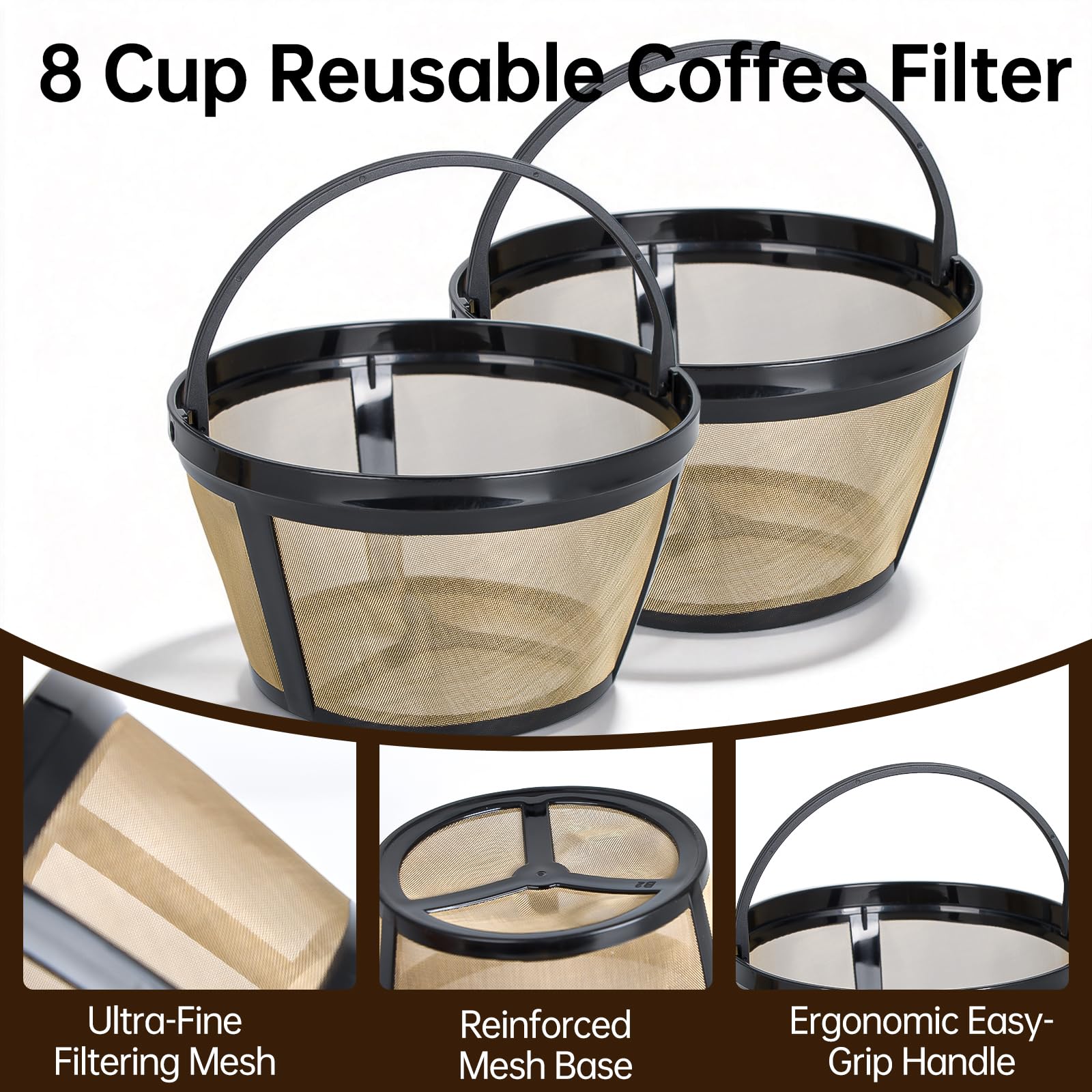 Coffee Filter 8-12 Cup Compatible with Black and Decker 12 Cup Coffee Makers, Reusable Basket