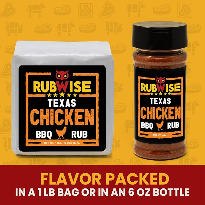 Rubwise Texas Style Chicken Seasoning Rub (No MSG) | BBQ Rubs and Spices for Smoking and Grilling Poultry | Great for Turkey, Duck, and Seafood | Premium Meat Seasonings and Spice Dry Mix | 6oz