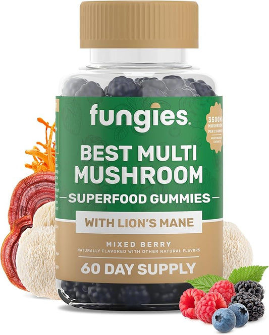Fungies Multi Mushroom Gummies for Men & Women - Mushroom Supplement Includes Lion?™s Mane