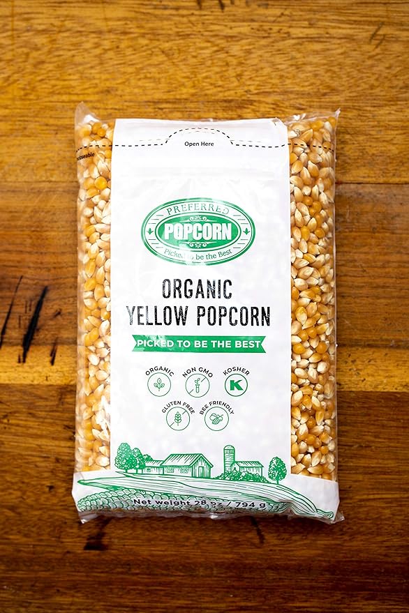Preferred Popcorn Organic Popcorn, 28 Ounce bag, Pack of 4, 30 Servings Per Bag
