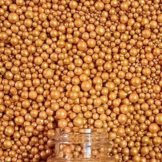 Confect Gold Edible Cake Sprinkles ??Confect Love Metallic Disco Balls for Cake & Cupcake Decorating ??Shiny Gold Sugar Pearls for Baking, Desserts, Cookies | Vegan, Gluten-Free, Nut-Free, Soy-Free, Dairy-Free, Palm Oil-Free??4.2 Oz