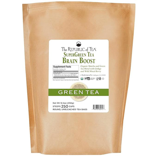 The Republic of Tea Brain Boost Supergreen Tea, 250 Tea Bags, Ginkgo Biloba And Matcha Tea Blend