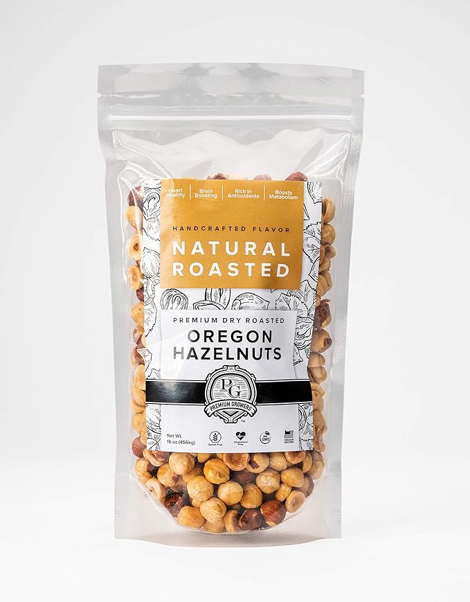 Oregon Farm To Table Hazelnuts from Premium Growers - Dry Roasted - Natural Roasted ??Kosher Certified - 1 LB bag