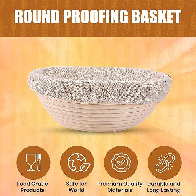 Bread Proofing Basket Set Sourdough Proofing Basket Round Proofing Bowls (Round Proofing basket 10PCS), sourdough bread baking supplies proofing baskets,banneton bread proofing basket 9.5"