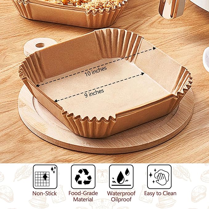 150 Pack 10 Inch Air Fryer Liners, Parchment Paper Sheets for Air Fryer Basket, Non-Stick, Disposable, Unbleached, Heat Resistant, Fits 5-8 QT Air Fryers, Oil-Free & Healthy Cooking