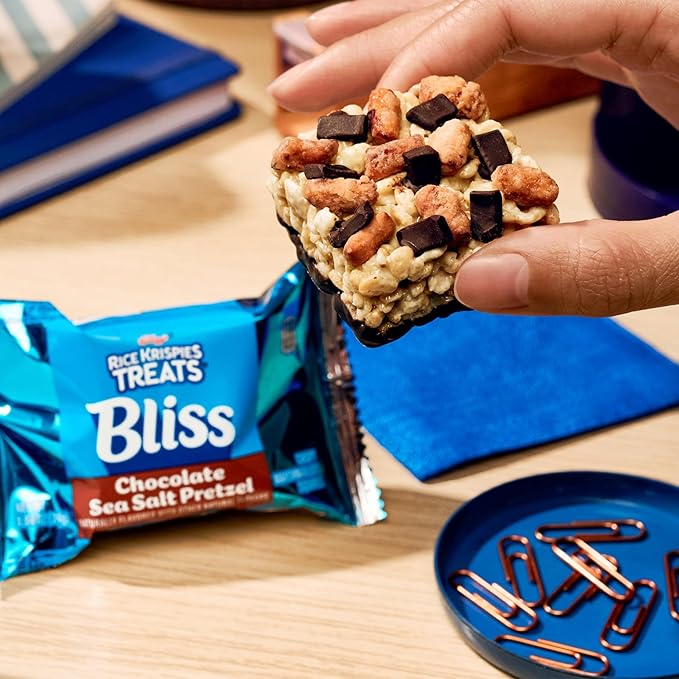 Rice Krispies Treats Bliss Crispy Marshmallow Squares, Snack Bars, Chocolate Sea Salt Pretzel (6 Boxes, 36 Bars)