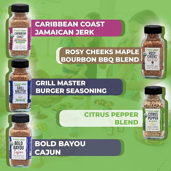 FreshJax Barbecue Seasoning Gift Set | 5 Sampler Sized BBQ Spices and Seasonings | Grilling Christmas Gifts for Men | Grill Seasoning Gift Set in a Giftable Box