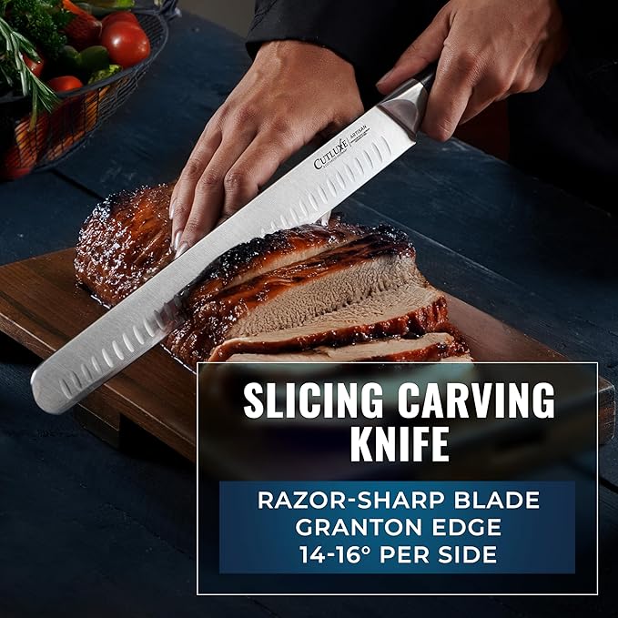 Cutluxe 5-Piece Butcher Knife Set ??Slicing Carving Knife Set for Meat Cutting, Ultra Sharp German Steel, Full Tang, Ergonomic Handles ??Artisan Series