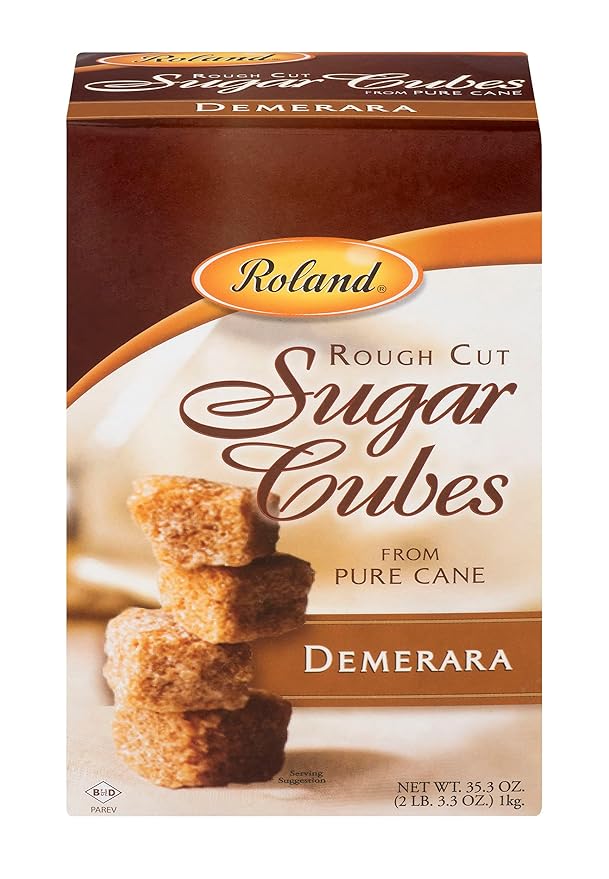 Roland Foods Demerara Rough Cut Brown Sugar Cubes, Specialty Imported Food, 35.2 Ounce Box, Pack of 1
