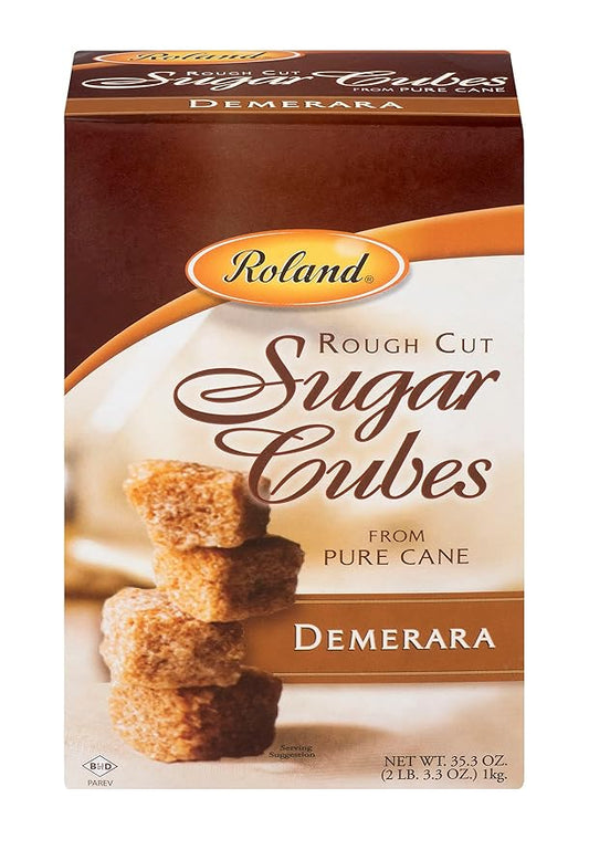 Roland Foods Demerara Rough Cut Brown Sugar Cubes, Specialty Imported Food, 35.2 Ounce Box, Pack of 1