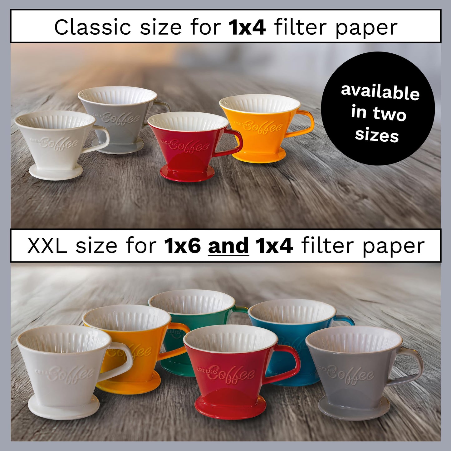 Creano XXL Porcelain Coffee Dripper White - Ceramic Cone Brewer - Pour Over Coffee Maker - Filter