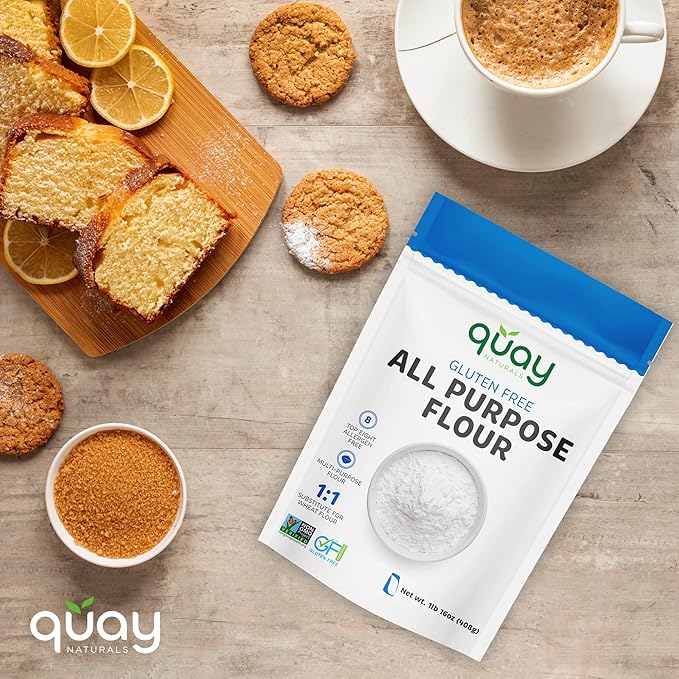 Quay Naturals Organic Gluten Free All Purpose Baking Flour - 2 lbs, No Grit, 1:1 Wheat Substitution, Dairy Free, Non-GMO, Kosher, Made in USA