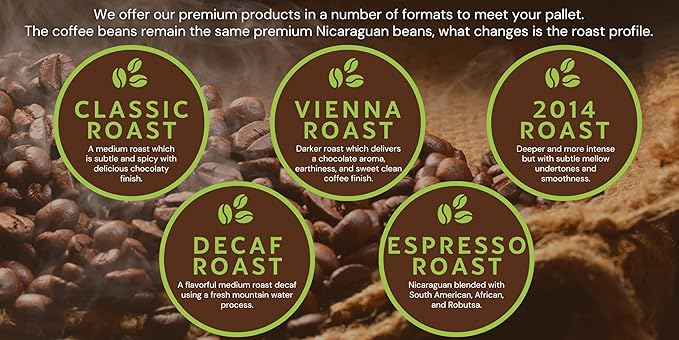 Specialty Volcanic Nicaraguan - Artisan Select Vienna Medium/Dark Roast Coffee - Warm & Balanced, Low Acid, 91 Point, Small Batch Roasted, Farm Direct, 100% Single-Origin, Santa Lucia, Whole Bean 16oz