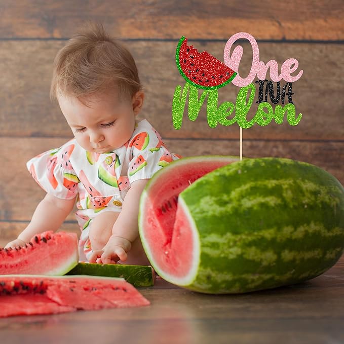 1 Pack Watermelon Cake Topper One in a Melon Cake Pick Watermelon First Birthday Baby Girl 1st Birthday Party Cupcake Decoration Supplies