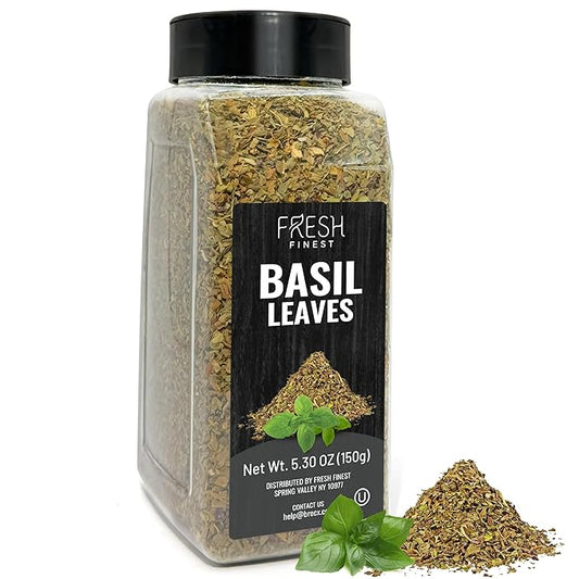 Fresh Finest Basil Leaves Spice 5.30 oz ??Dried Sweet Basil for Cooking, Non-GMO, Gluten-Free,