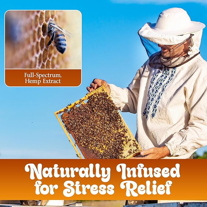 MOWI WOWI Hemp Honey Straws - 100% USA Pure, Raw, Unfiltered Honey - Infused with Hemp Oil, Non-GMO - Pack of 10