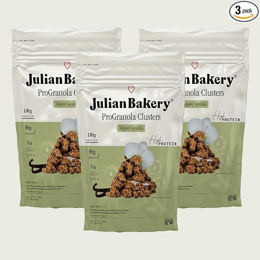Julian Bakery® ProGranola® Cereal | Vegan | Vanilla Cluster | 10g Protein | 1 Net Carb | Gluten-Free | Grain-Free | 9oz (3 PACK)
