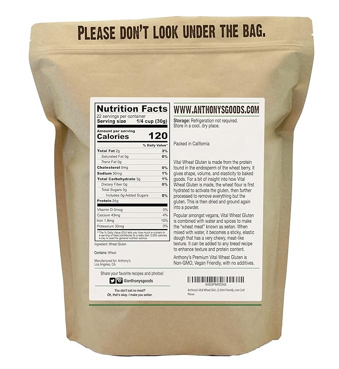 Anthony's Vital Wheat Gluten, 1.5 lb, High in Protein Flour, Vegan, Non GMO, Keto Friendly, Low Carb