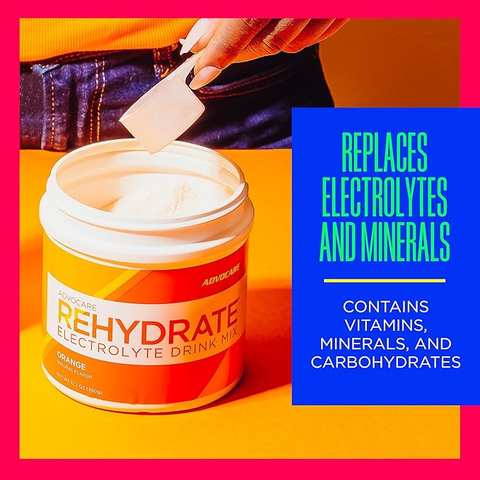 AdvoCare Rehydrate Electrolyte Drink Mix - Hydration & Recovery Drink with Sodium, Potassium & More - Orange, 12.7 oz