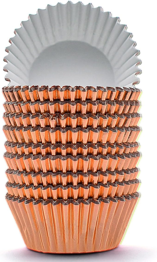 200 Pcs Orange Foil Cupcake Liners Standard Baking Cups Muffin Paper Cases