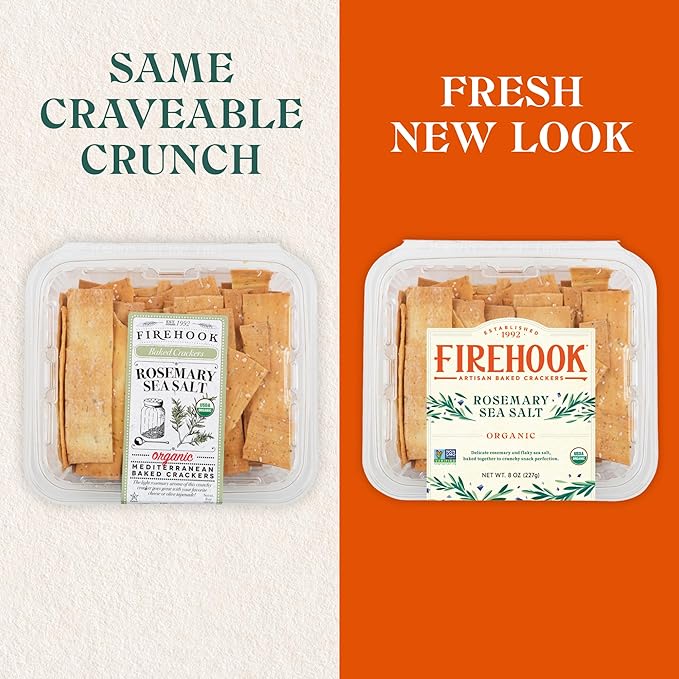 Firehook Baked Crackers, Crackers Rosemary Sea Salt, 8 Ounce