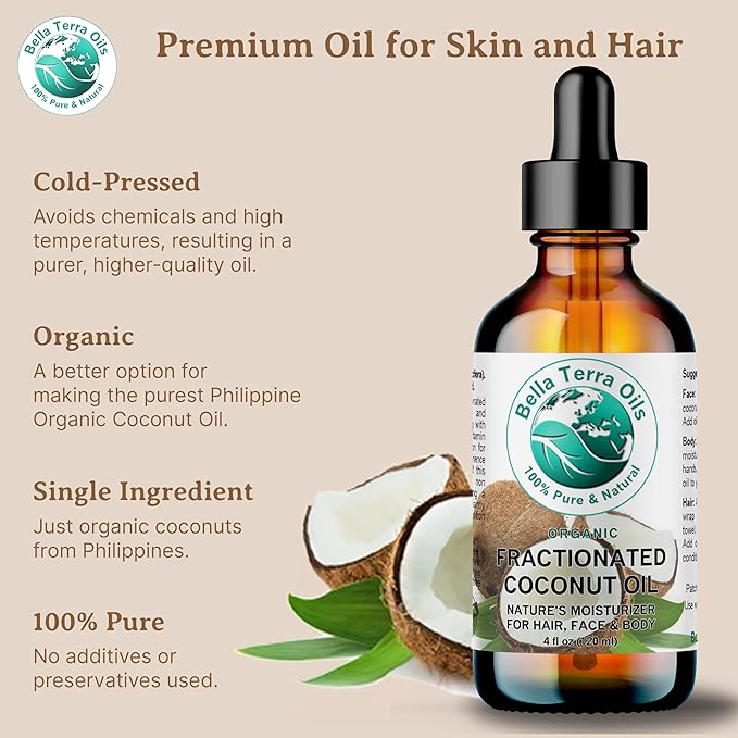 Bella Terra Oils Fractionated Coconut Oil (MCT Oil) ??1 gallon, Deeply Hydrating, Lightweight, Non-Greasy