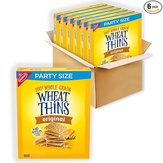 Wheat Thins Original Whole Grain Wheat Crackers, Party Size, 6 - 20 oz Boxes