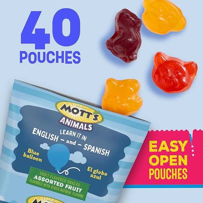 Mott's Fruit Flavored Snacks, Halloween Treats, Animals Assorted Fruit, Gluten Free Snack, Family Pack, 40 Ct, 32 oz