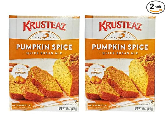 Krusteaz Baking Mix, Pumpkin Spice Quick Bread Mix, Made with Real Pumpkin & No Artificial Flavors, 15 Ounce Box (Pack of 2)