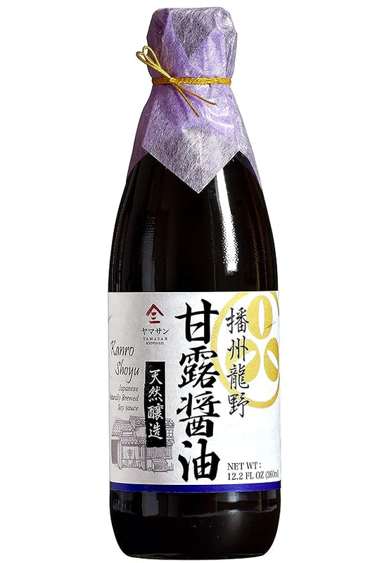 YAMASAN KYOTO UJI Soy Sauce Double Brewed Vintage 1000 Days Aged, Japanese Artisanal Handmade, Naturally Brewed, No Additives, Non-GMO, Made in Japan, 360ml (12.2 Fl Oz)