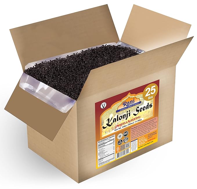 Rani Kalonji (Black Seed, Nigella Sativa, Black Cumin) Seeds 400oz (25lbs) 11.36kg Bulk Box ~ All Natural | Gluten Friendly | NON-GMO | Kosher | Vegan | Indian Origin