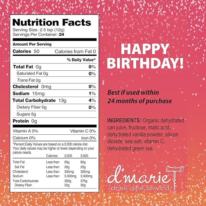 Frozen Cocktail Drink Mix - Makes 12 Martini Slushies - Drink Powder Pouches for Alcohol - All Natural Low Sugar Mixer, No Blender Needed - Happy Birthday