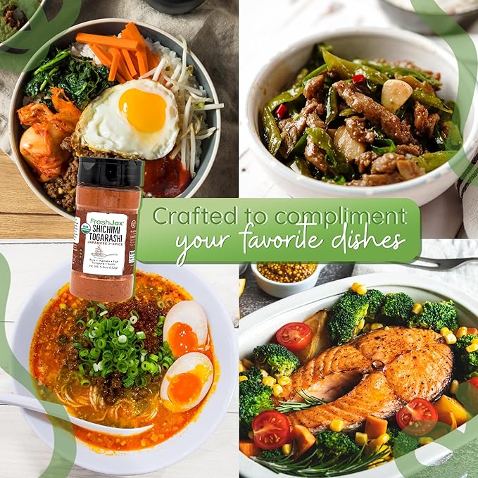 FreshJax Organic Shichimi Togarashi ??Japanese 7 Spice Seasoning Mix (5.4 oz) Non-GMO, Gluten-Free, Vegan, Keto, Paleo | Bold Umami Flavor for Ramen, Sushi, Rice, Grilled Meats, Vegetables