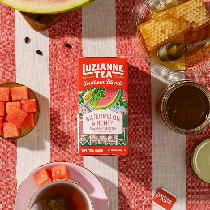Luzianne Southern Blends Watermelon & Honey Flavored Herbal Tea Bags, 18ct Box (Pack of 1)