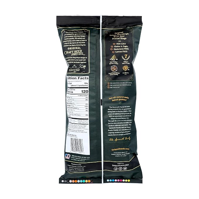 Unique Snacks Sourdough Craft Beer Pretzel Rings, Delicious Homestyle Baked Snack Bag, Vegan, OU Kosher, and Non-GMO Food, No Artificial Flavor, 11 Oz. Bag, Pack of 3