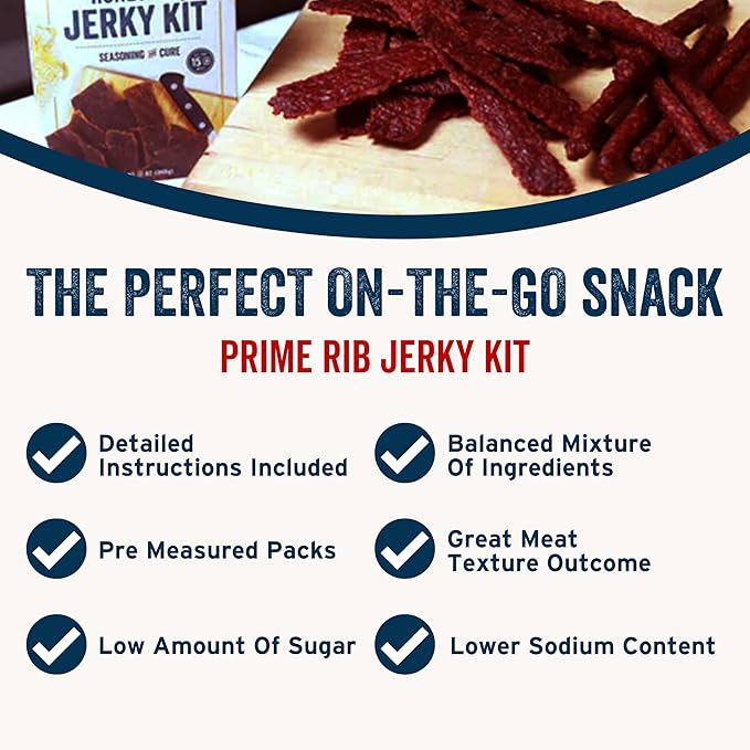 PS Seasoning Jerky Seasoning and Cure Kit (Buttery Prime Rib)- Award-Winning DIY Beef Jerky Making Kit with Seasoning Mix & Cure- Oven, Smoker, Dehydrator - Great for Beef, Turkey, Venison, Wild Game