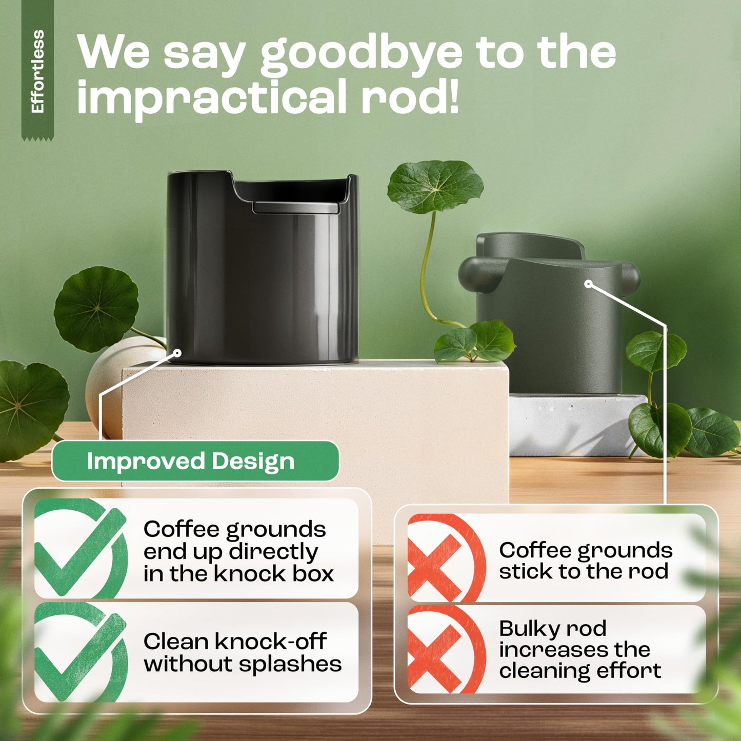 homeffect Knock Box for Coffee Grounds - Innovative Barista Accessory with Improved Handling