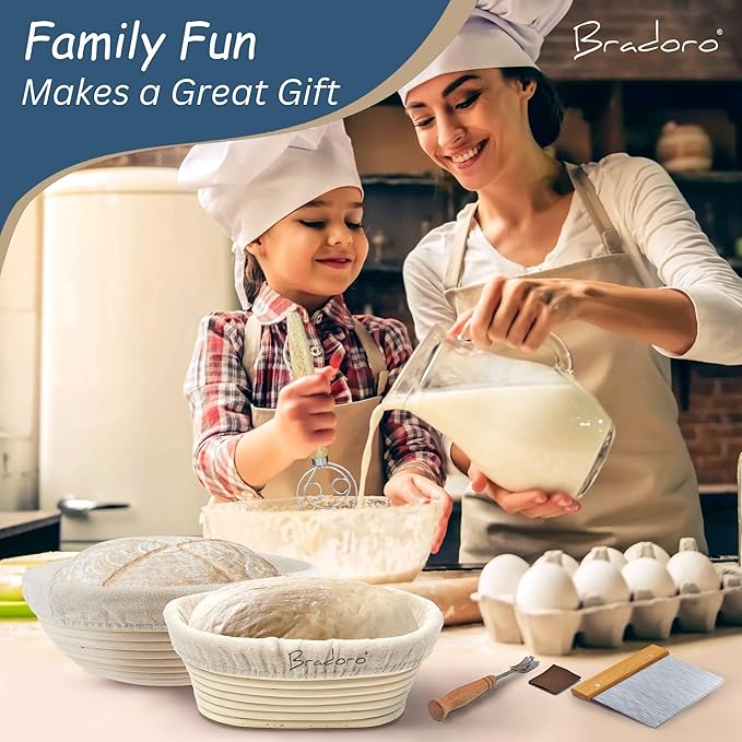 Sourdough Starter Kit, Sourdough Bread Baking Supplies, Sour Dough Kit, Sour Dough Tools, Bread Making Tools, Starter Kits for Beginners with Banneton Proofing Basket, Cloth Liner and Tools