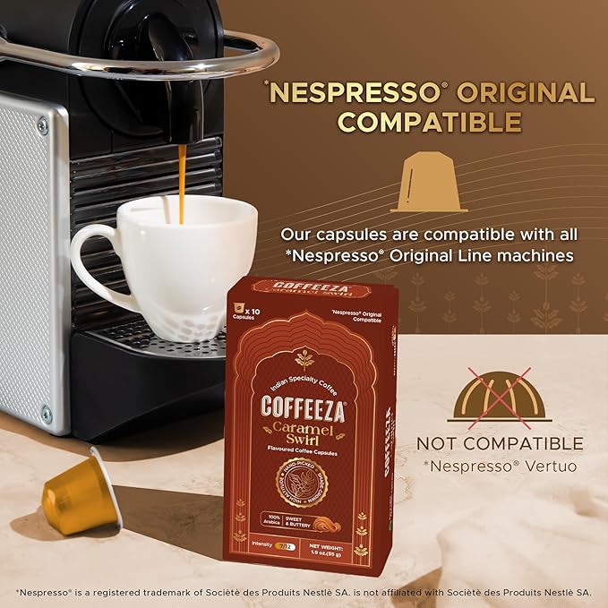 Coffeeza Variety Pack Flavoured – 60 Coffee Capsules (Pack of 6) – Original Line compatible – Specialty Indian Arabica Coffee – Recyclable Pods – Medium Roast – Flavored Espresso Pods