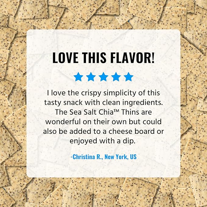 Every Body Eat Snack Thins, Gluten & Dairy Free, Vegan, School Safe Lunch Snacks, Sea Salt Chia (20 Single Serve Bags, 1.1oz)