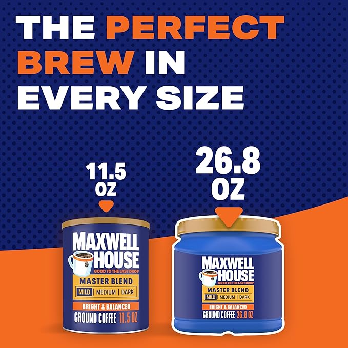 Maxwell House Master Blend Mild Roast Ground Coffee, 26.8 oz Canister