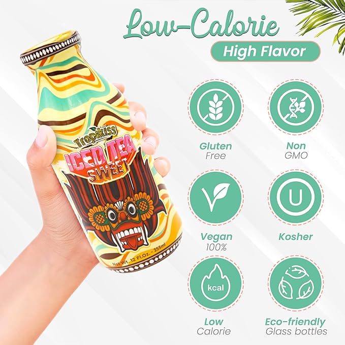 Tropikiss 12-Pack Sweet Iced Tea – Antioxidant-Rich Refreshing Drink | Natural Bottled Ice Tea | Healthy & Flavorful Beverage