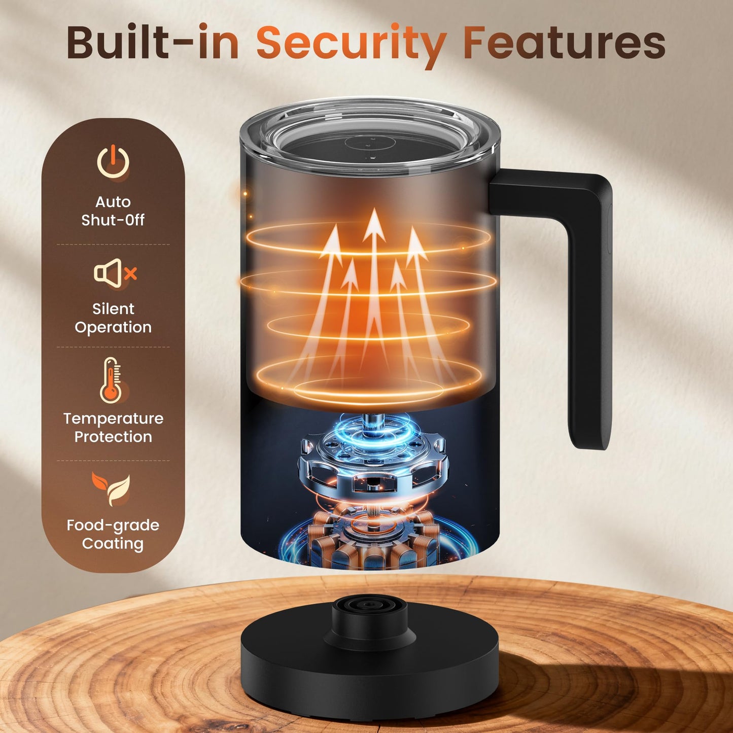 Kourice 4-in-1 Electric Milk Frother & Steamer – Automatic Frother Machine, Barista-Style Hot &