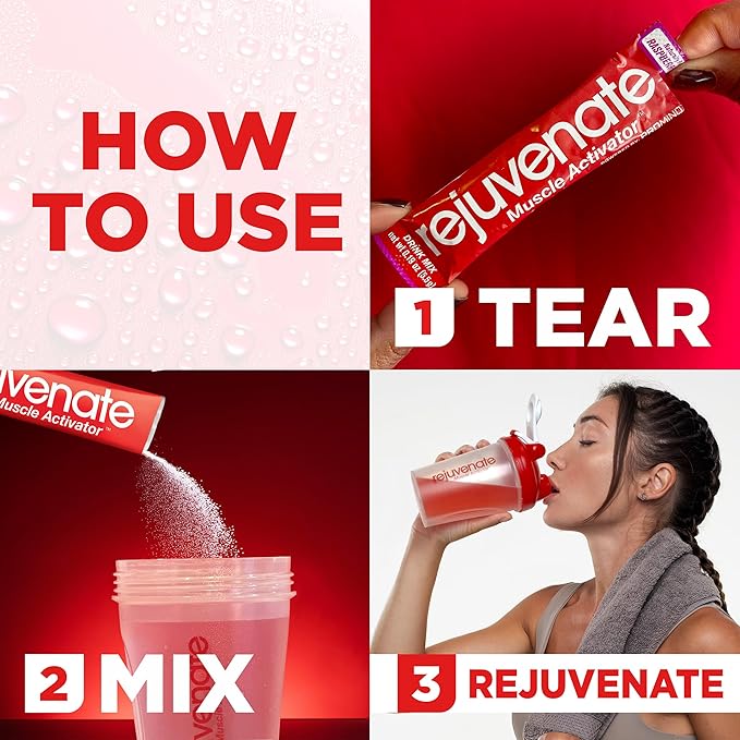 Rejuvenate ??1 Stick Delivers 25g of Whey Protein Equivalency for Muscle Growth & Energy ??Essential Amino Blend (EAA + BCAA), GLP-1 & Bariatric Approved, Raspberry Burst, 14 Count