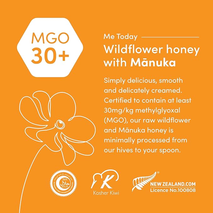 me today - Wildflower Honey with Manuka MGO 30+ from New Zealand (17.6 oz) Authentic, Raw & Unpasteurized