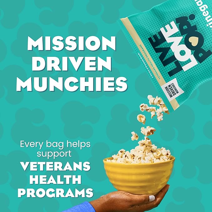 Live Love Pop Salt and Vinegar Flavored Gourmet Popcorn, 1.0 Oz (Pack of 12), Individual Snack Size Bags, Healthy Snack, Gluten Free, Vegan & Non-GMO, Mission Driven Munchies